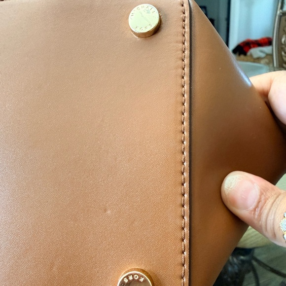 2fer set Michael Kors Cognac Pebbled Leather Tote with MK Logo Wristlet - Picture 6 of 9